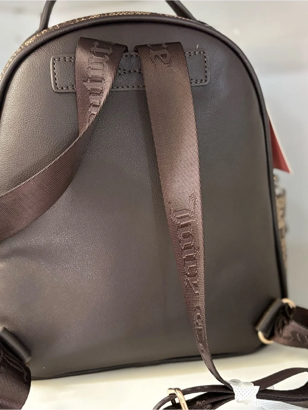 Juicy Couture Brown Logo Mini Backpack with Pink Script